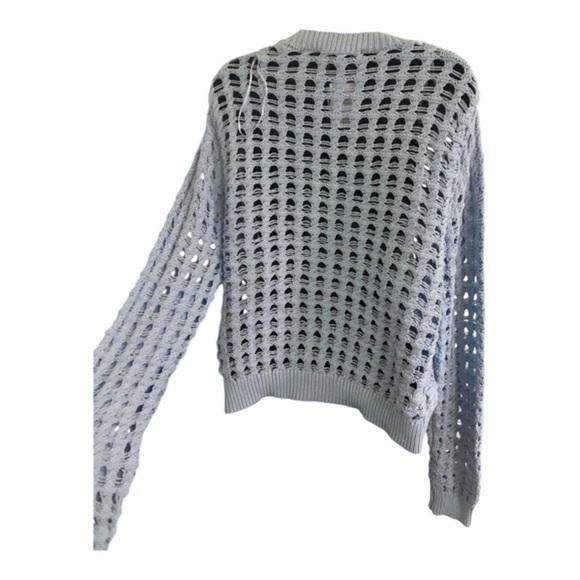 Sincerely Jules blue fishnet crochet mesh crew neck long sleeve sweater size XL - Picture 14 of 14